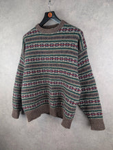 Vintage Knitted Jumper Mens XL Extra Large Shetland Wool Retro Pullover